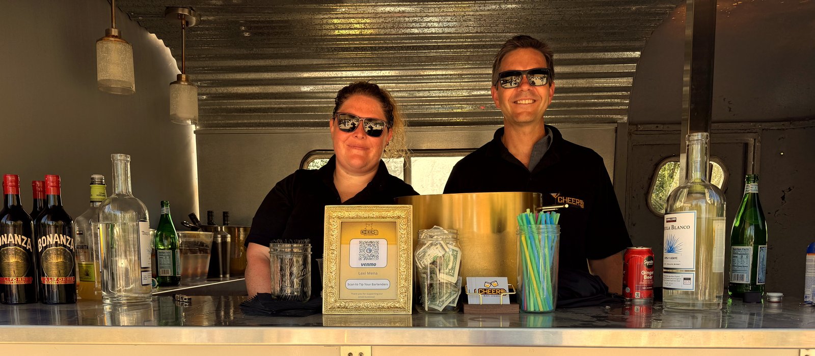 Cheers San Diego bartenders Justin and Lexi serving cocktail hour at Lavender and Olive, Ramona, CA